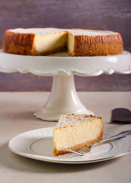 Slice Homemade Cheesecake Served Plate — Stock Photo, Image