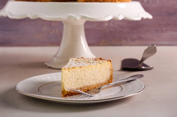Slice Homemade Cheesecake Served Plate — Stock Photo, Image