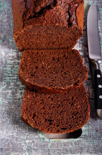 Chocolate Spicy Bread Cake Sliced Board — Stock Photo, Image