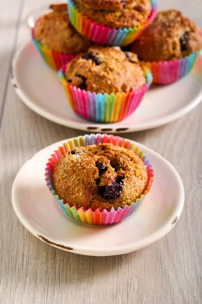 Whole Meal Muffins Berry Table — Stock Photo, Image
