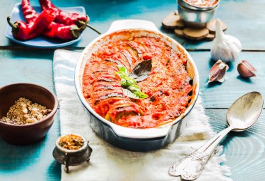 Ratatouille - geleneksel Fransız Provence sebze. Vejetaryen