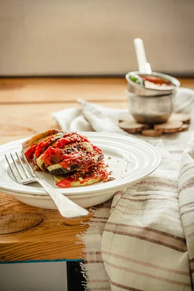 Ratatouille Plato Tradicional Francés Verduras Provenzales Plato Rústico Vacaciones Veganas —  Fotos de Stock