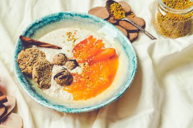 Yulaf ezmesi smoothies kase hurma, ham şeker, superfoods, c ile