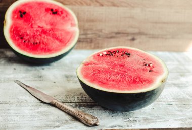 Ahşap arka plan karpuz meyve. Antioksidan yaz gıda