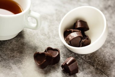 Homemade Valentine's heart shape nama chocolate. Exclusive choco