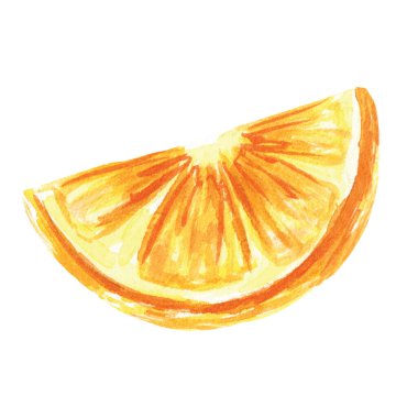 beyaz arkaplanda portakal dilimi suluboya elementi