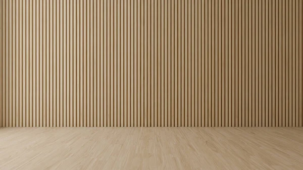 Prázdná Místnost Dřevěnou Stěnou Podlahou Vykreslování — Stock fotografie