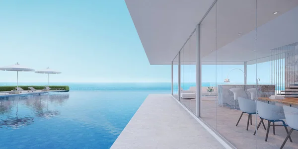 Casa Lujo Con Piscina Con Vistas Mar Terraza Casa Vacaciones —  Fotos de Stock