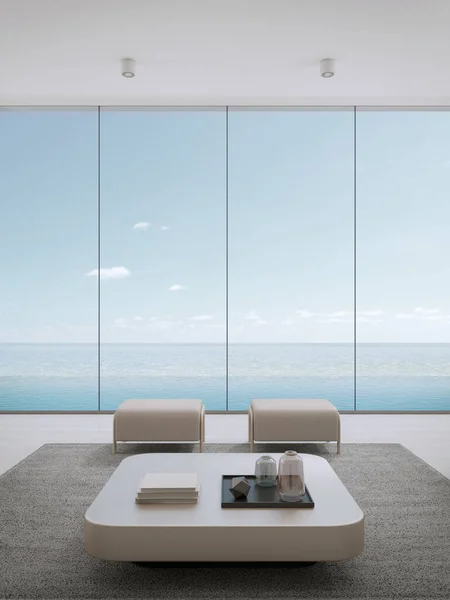 Luxus Strandhaus Stühle Tisch Wohnzimmer Mit Infinity Rand Swimmingpool Und — Stockfoto