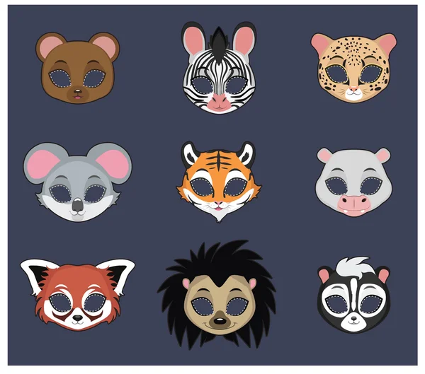 Animal mask set 2 for Halloween and various festivities — Stock vektor