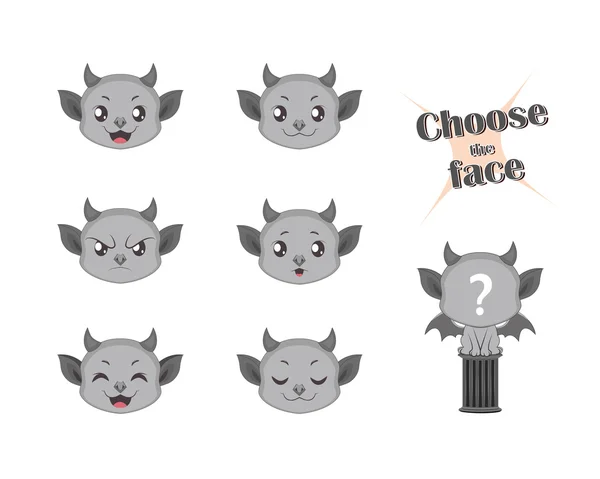 Make your own cute gargoyle set — Stock Vector