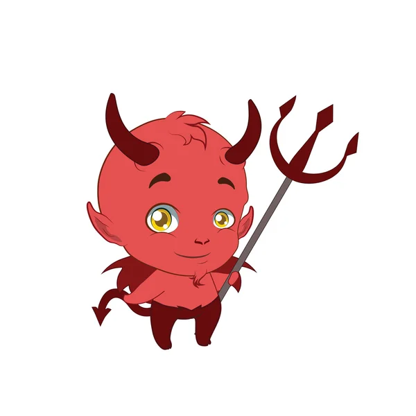 Little cute devil holding a pitchfork — Stock vektor