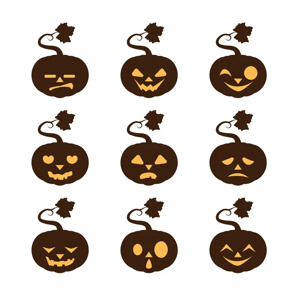 Set of Halloween pumpkin silhouettes — Stockový vektor