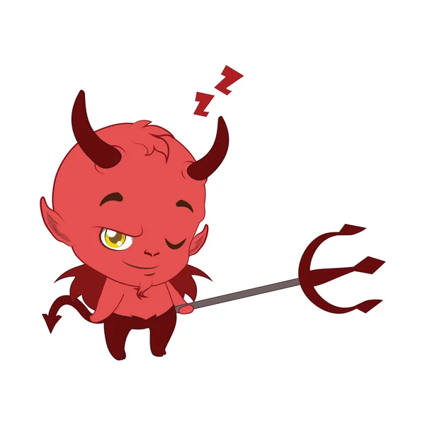 The little devil sleeps with one eye open — Stock Vector