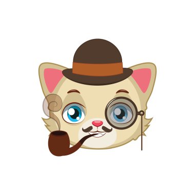 Hipster kedi illüstrasyon sanat