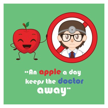 Doktor illüstrasyon karşı elma