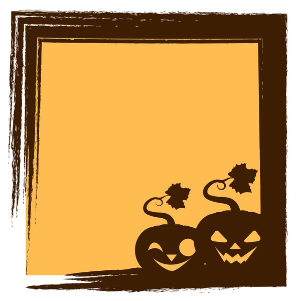 Halloween greeting with two pumpkins silhouette and frame — Stockový vektor