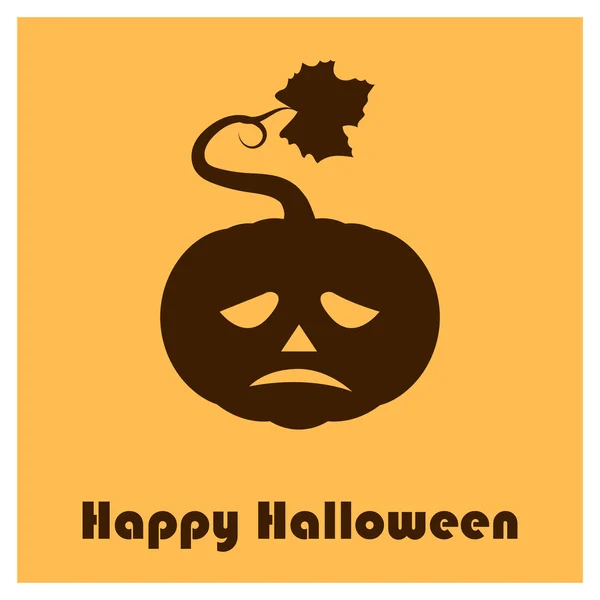 Pumpkin silhouettes with Happy Halloween text - sad face — Stockový vektor