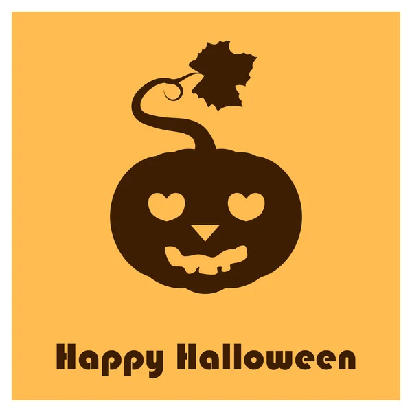 Pumpkin silhouettes with Happy Halloween text - lovestruck face — Stockový vektor