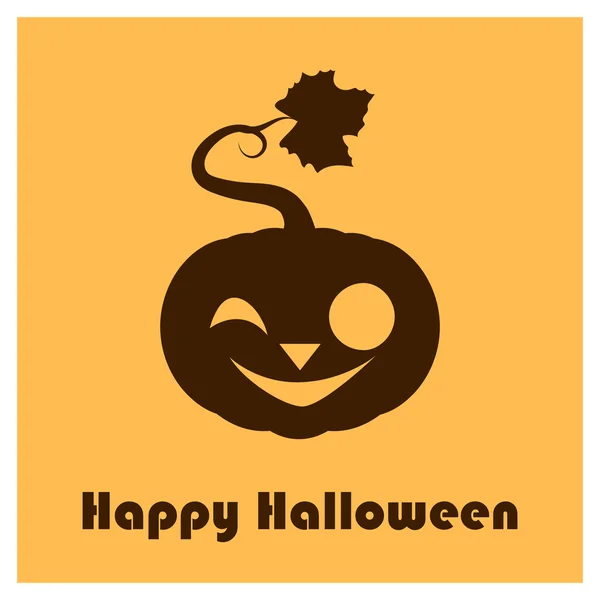 Pumpkin silhouettes with Happy Halloween text - joyful face — ストックベクタ
