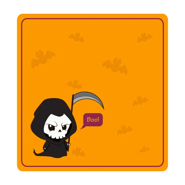 Halloween reaper greeting with orange background — ストックベクタ