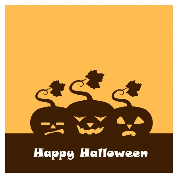 Halloween pumpkin group silhouette with Happy Halloween text — ストックベクタ