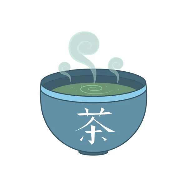 Tea cup with Japanese symbol (kanji) meaning tea — ストックベクタ