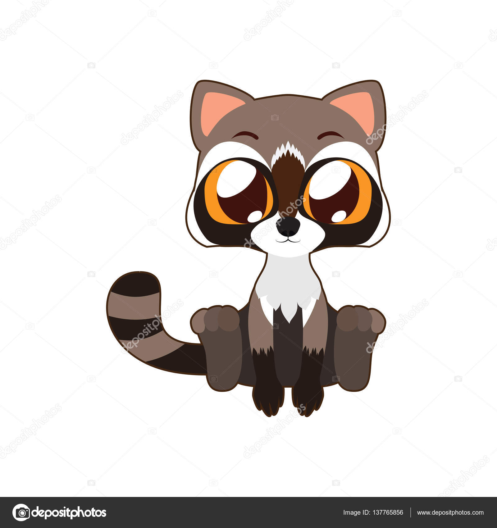 フラット カラーでかわいいタヌキ ベクトル イラスト \u2014 ストックベクタ