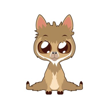 Şirin alpaka vektör çizim sanat düz renkli