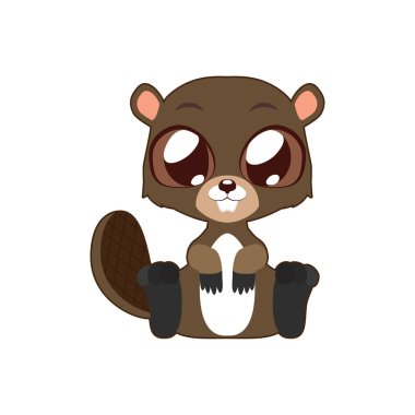 Düz renkli sevimli kunduz vektör çizim sanat