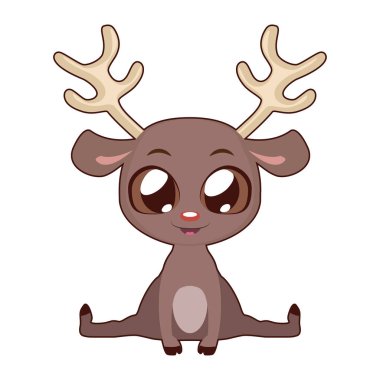 Şirin Ren geyiği vektör çizim sanat düz renkli