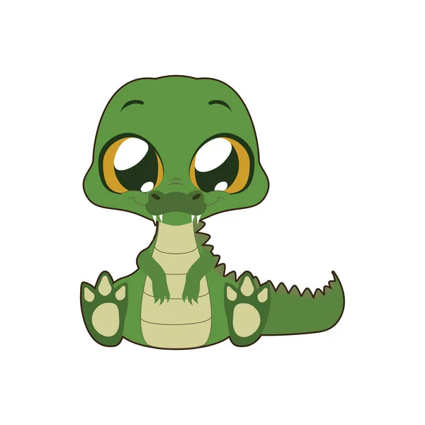 Mignon crocodile vecteur illustration art en couleur plate — Image vectorielle