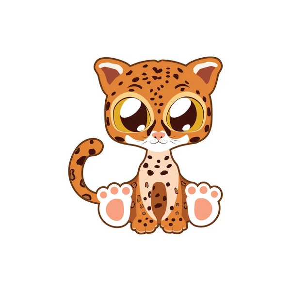 Mignon jaguar vecteur illustration art en couleur plate — Image vectorielle