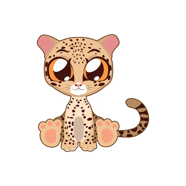 Mignon art vectoriel léopard illustration en couleur plate — Image vectorielle