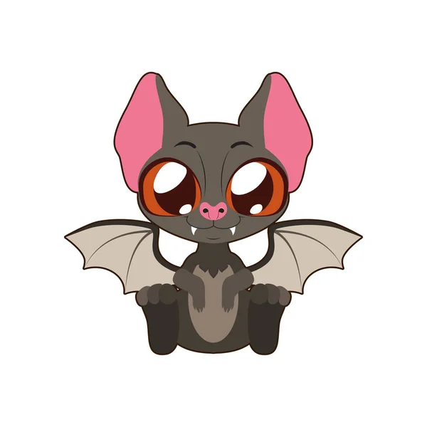 可爱的小蝙蝠矢量插图艺术在平面颜色 — 图库矢量图片