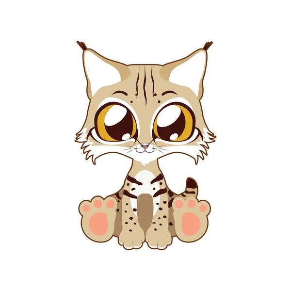Cute lynx vector illustration art in flat color — Stock Vector