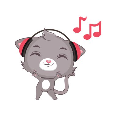 Müzik şirin Gri kedi karakteri