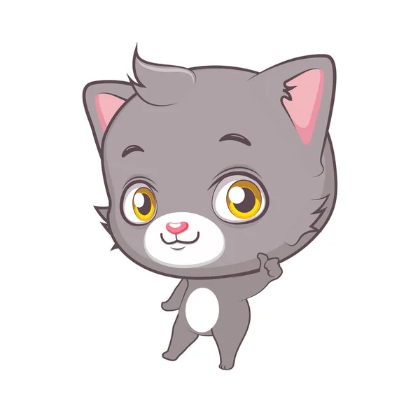 Roztomilý kočka šedá postava dává palec — Stockový vektor