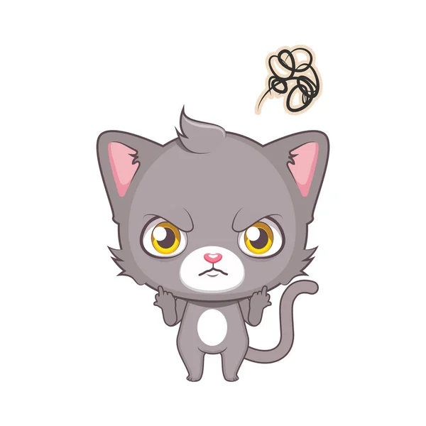 Симпатичний сірий кіт персонаж божевільний — стоковий вектор