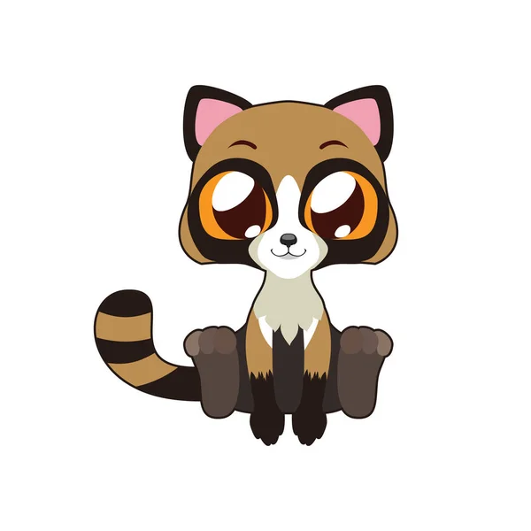 Mignon tanuki (chien raccon) vectoriel illustration art en couleur plate — Image vectorielle