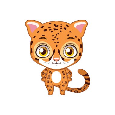 Sevimli stilize çizgi jaguar illüstrasyon