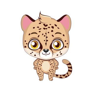 Sevimli stilize çizgi cheetah illüstrasyon