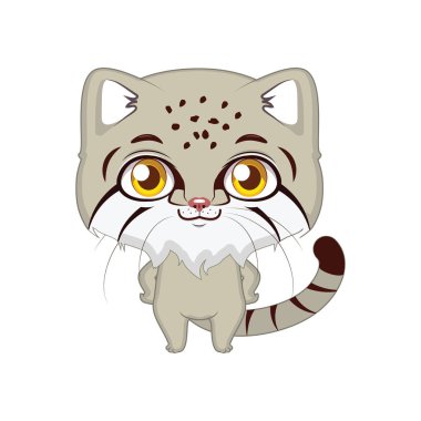 Cute stylized cartoon pallas's cat illustration  clipart