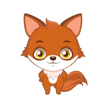 Sevimli stilize çizgi fox illüstrasyon