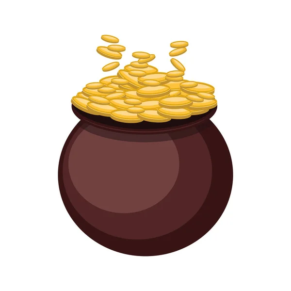 Pièces tombant dans un pot d'or — Image vectorielle