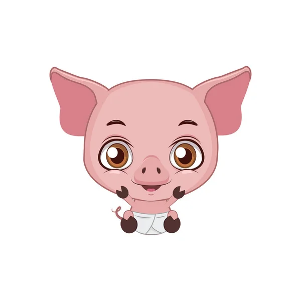 Cute baby pig illustration — Stock Vector