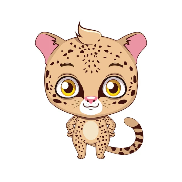 Bonito estilizado desenho animado leopardo ilustração — Vetor de Stock