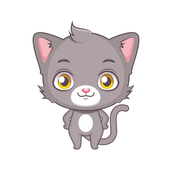 Carino stilizzato cartone animato domestico gatto illustrazione — Vettoriale Stock