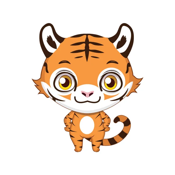 Mignon dessin animé stylisé tigre illustration — Image vectorielle