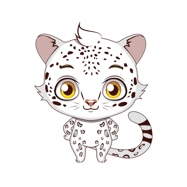 Cute stylized cartoon snow leopard illustration — Stock Vector